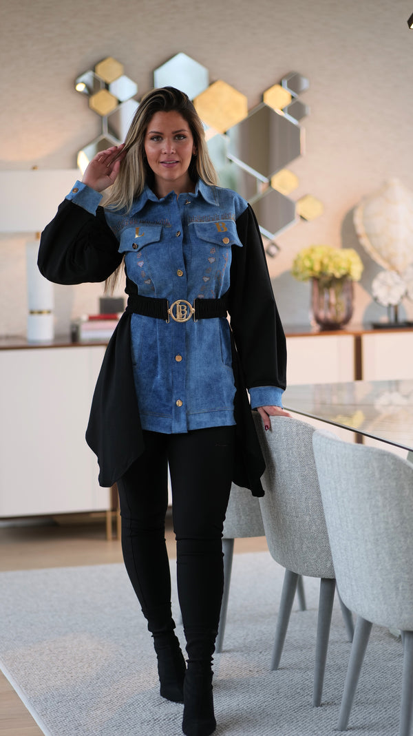 Camiseiro/Vestido Boston Denim Preto
