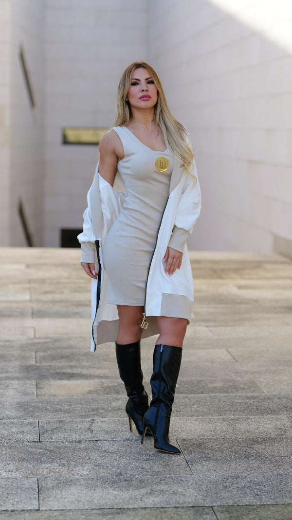 CONJUNTO Vestido e Jaqueta Melania White